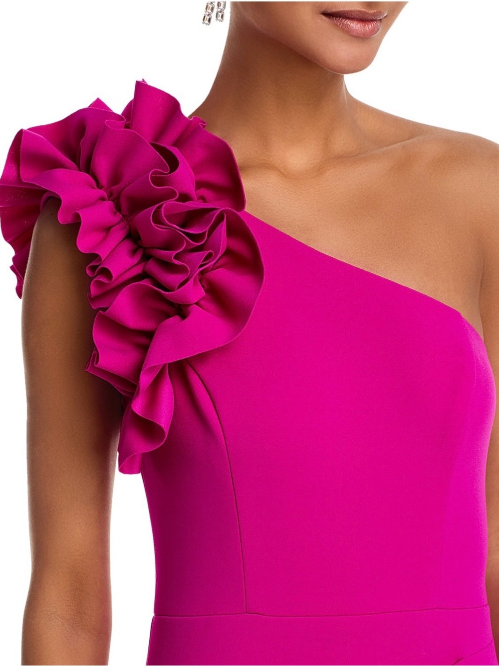 Bloomingdale's AQUA One-Shoulder Ruffle Gown in Fuchsia - Picture 3 of 9
